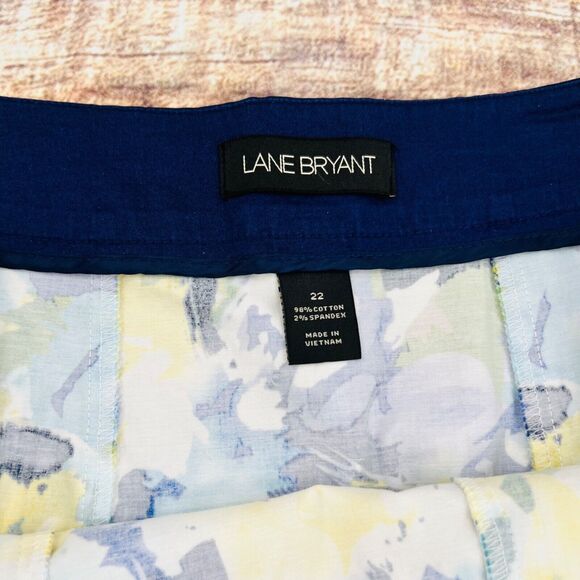 Lane‎ Bryant Pleated A-Line Skirt Women's Size 22 Plus White Blue Yellow Floral - Picture 4 of 10